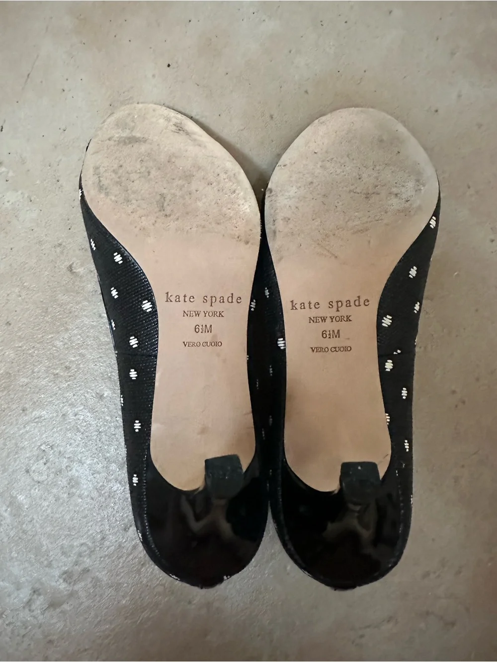 Kate Spade “Molly” Black Peep-Toe Pumps with Polka Dot Floral Rosettes